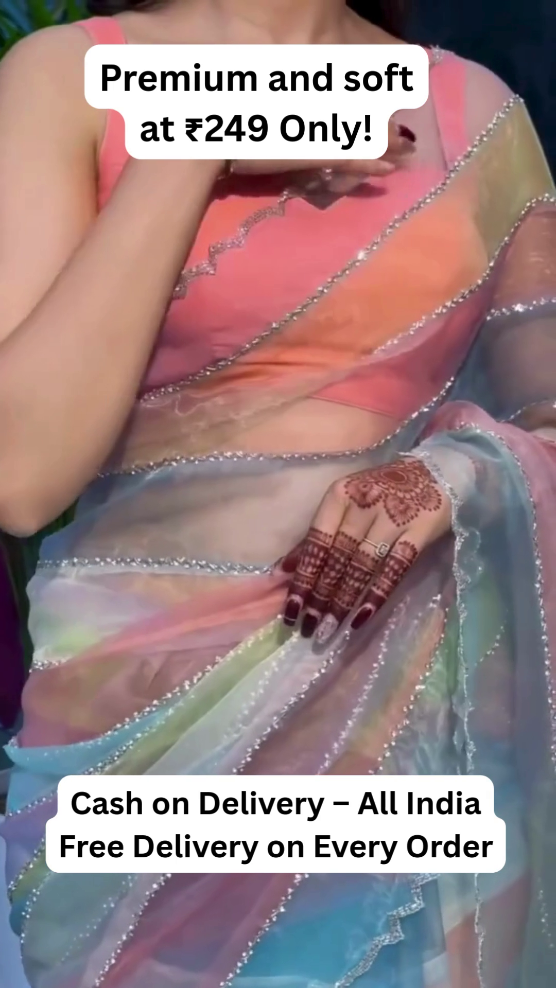 Premium Soft Designer Saree in Multi-Color Pastel with Sequined Border