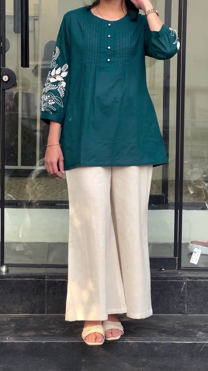 🌸 Elegant Everyday Embroidered Cotton Kurti 🌸