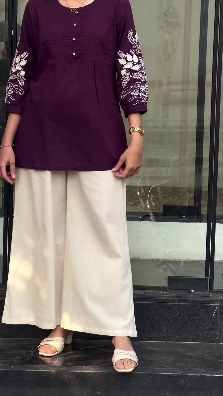 🌸 Elegant Everyday Embroidered Cotton Kurti 🌸