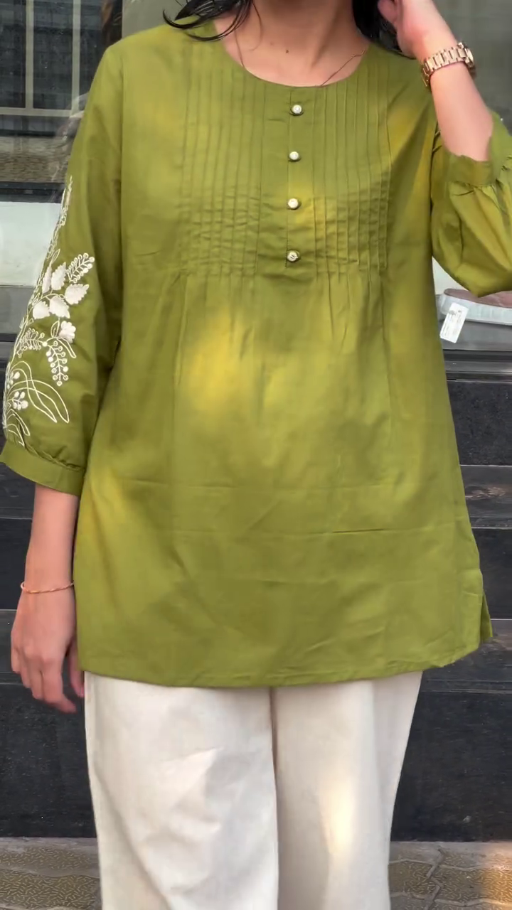 🌸 Elegant Everyday Embroidered Cotton Kurti 🌸