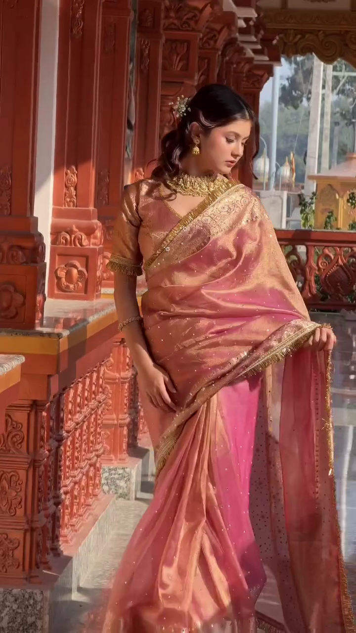 💚 Sage Green Embellished Saree