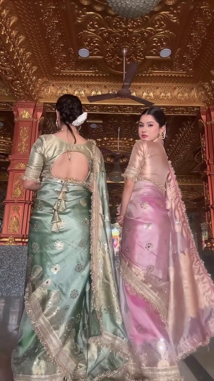 🌸 Dusty Pink Embroidered Saree