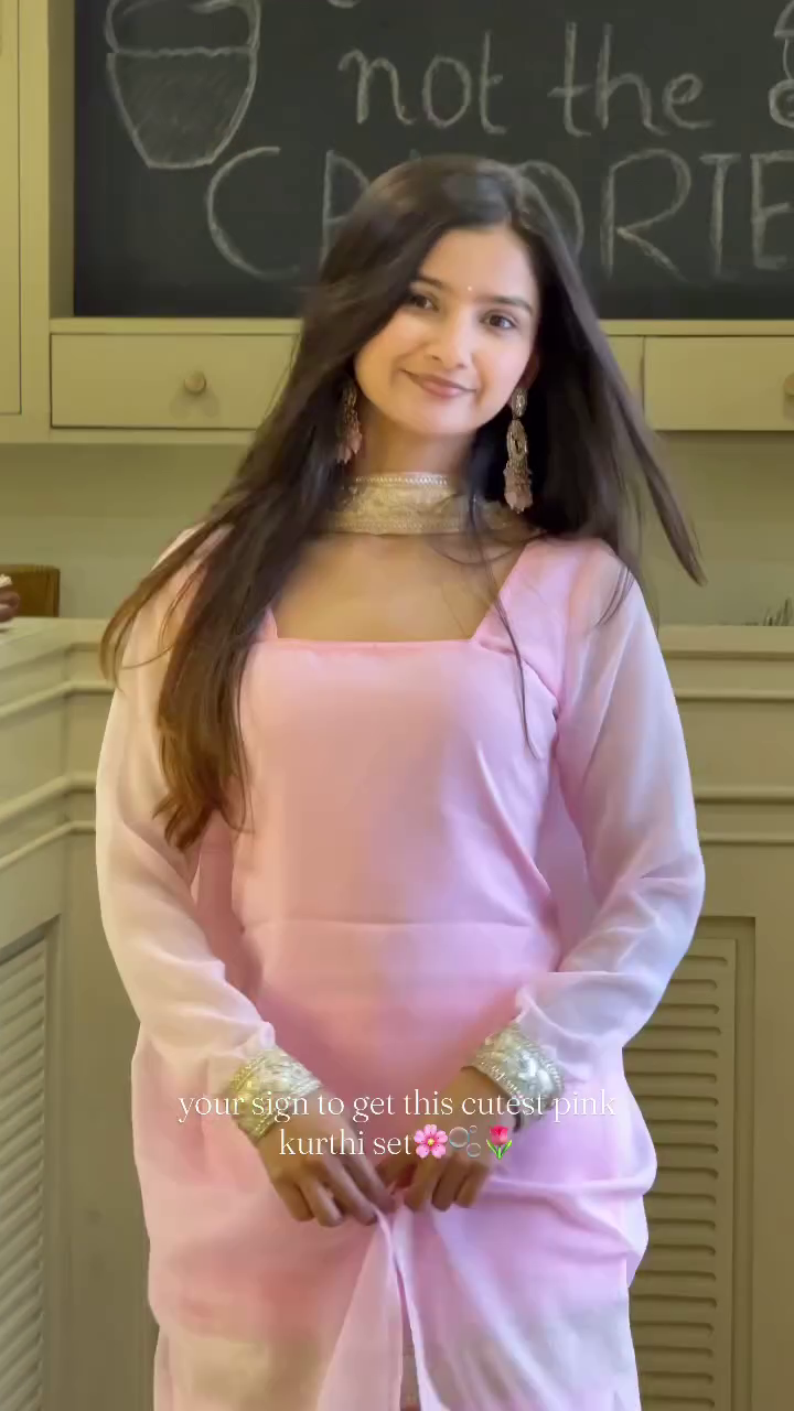 Soft Pink Kurti Set with Sheer Dupatta