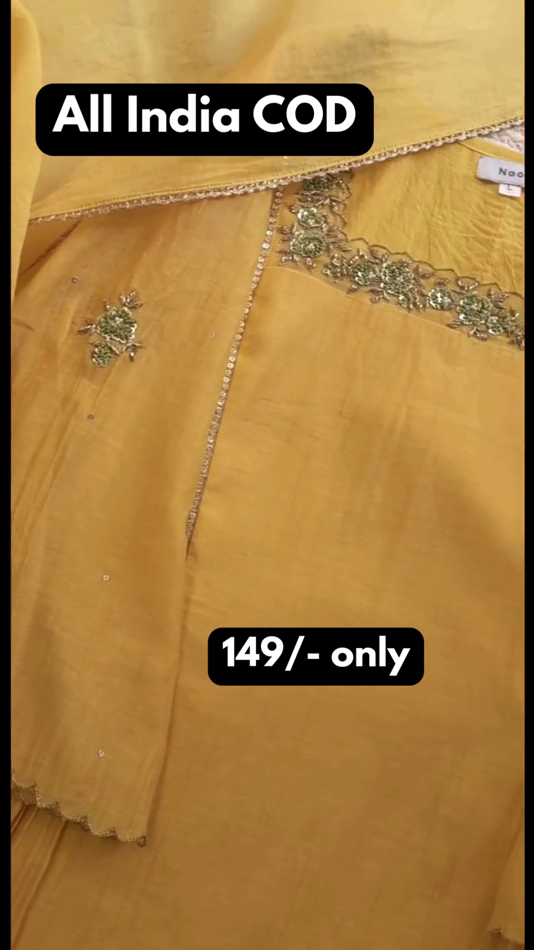 Mustard Yellow Embroidered Kurti
