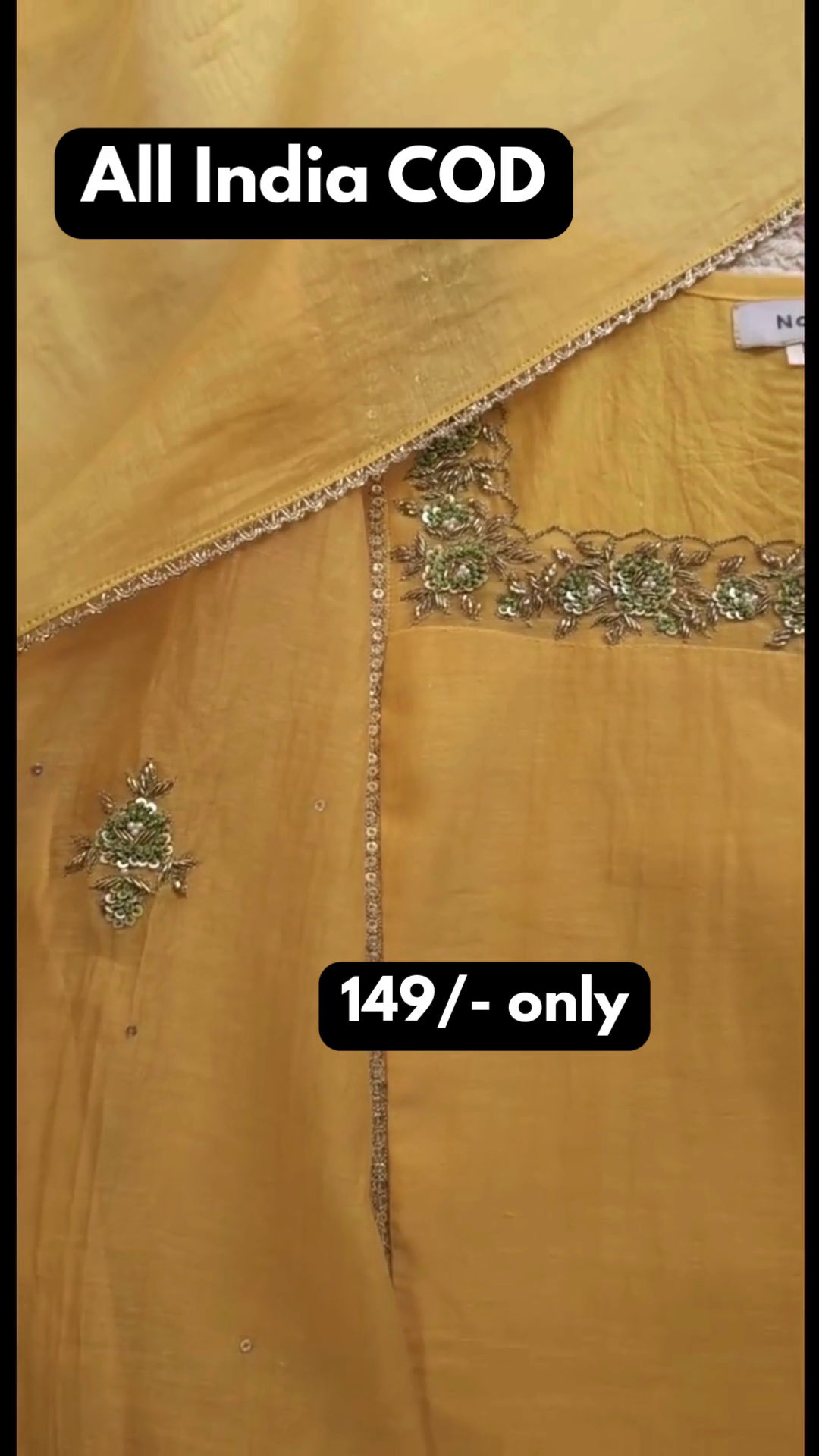 Mustard Yellow Embroidered Kurti