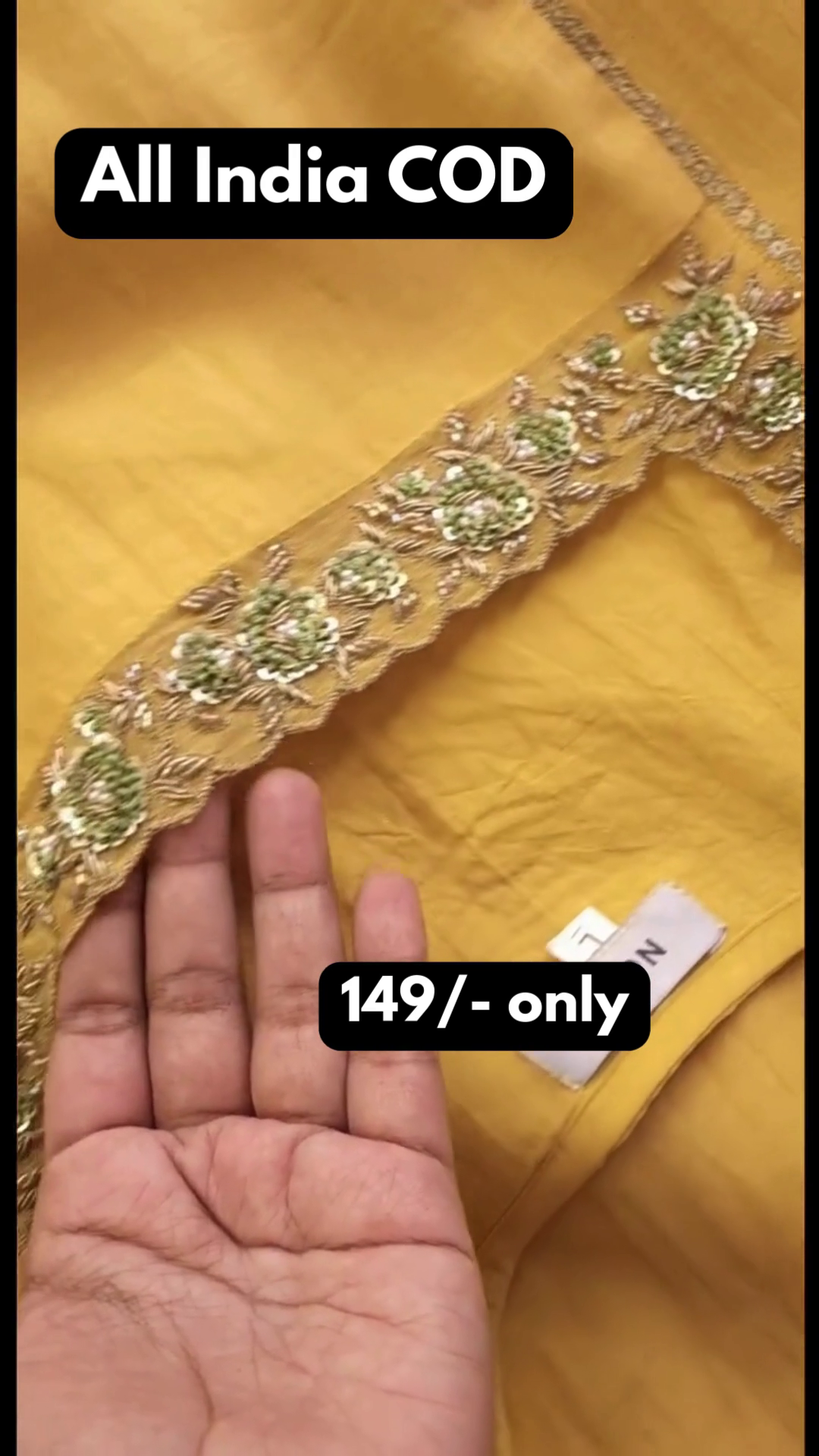 Mustard Yellow Embroidered Kurti