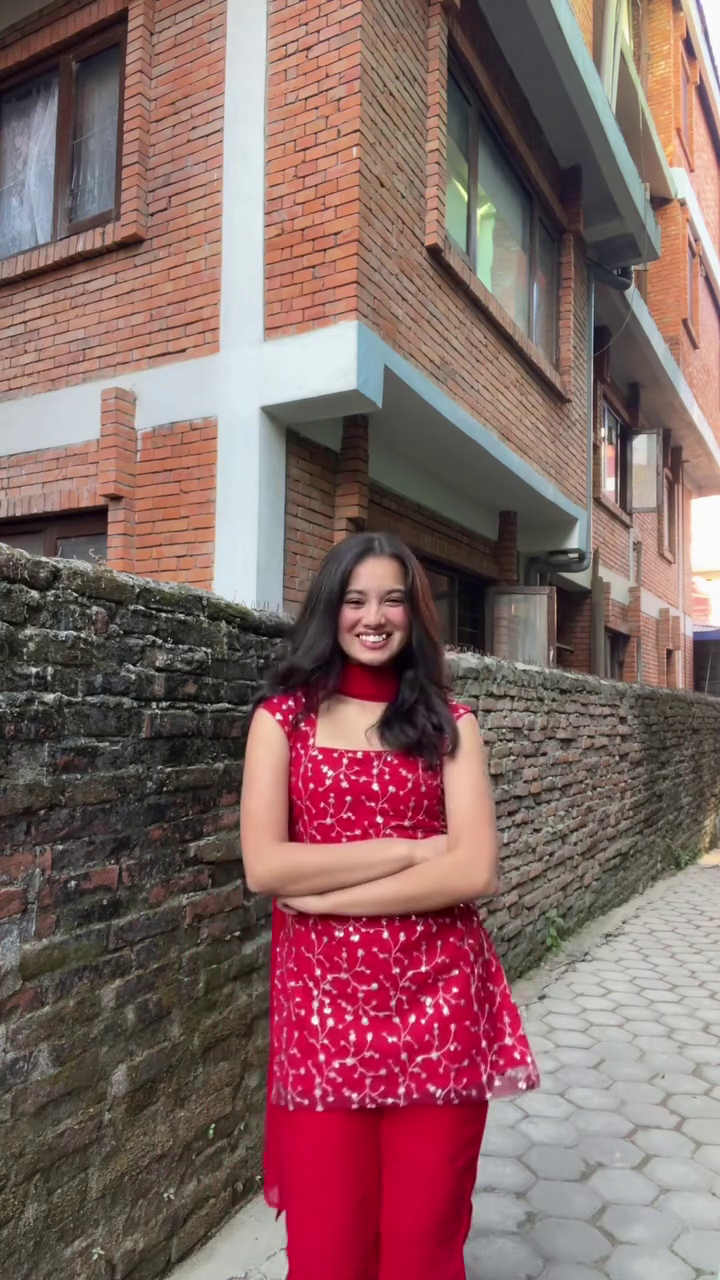 Red Printed Kurti Pant Set