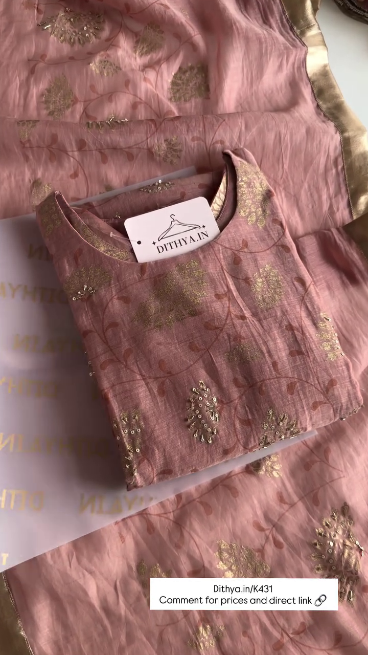 Blush Pink Silk Blend Kurta Set