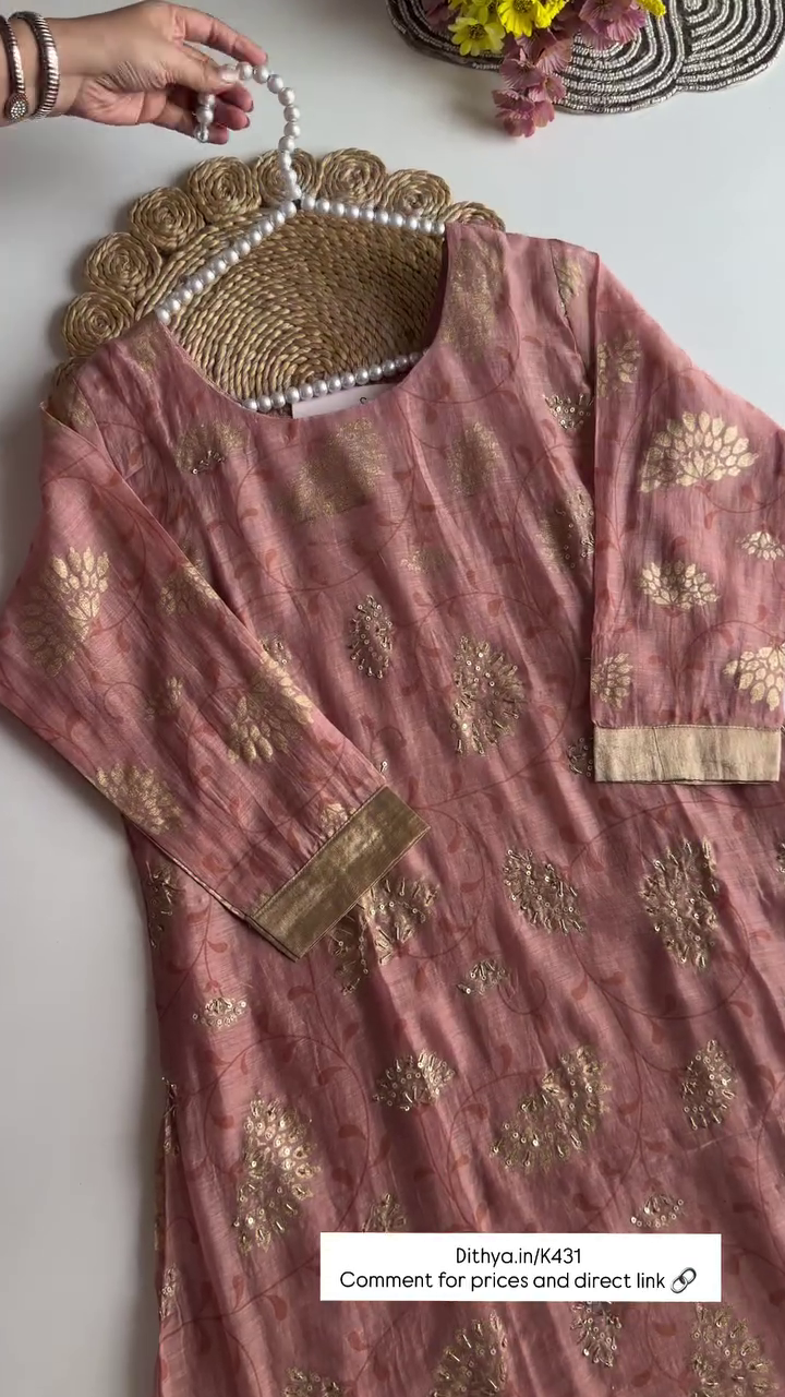 Blush Pink Silk Blend Kurta Set