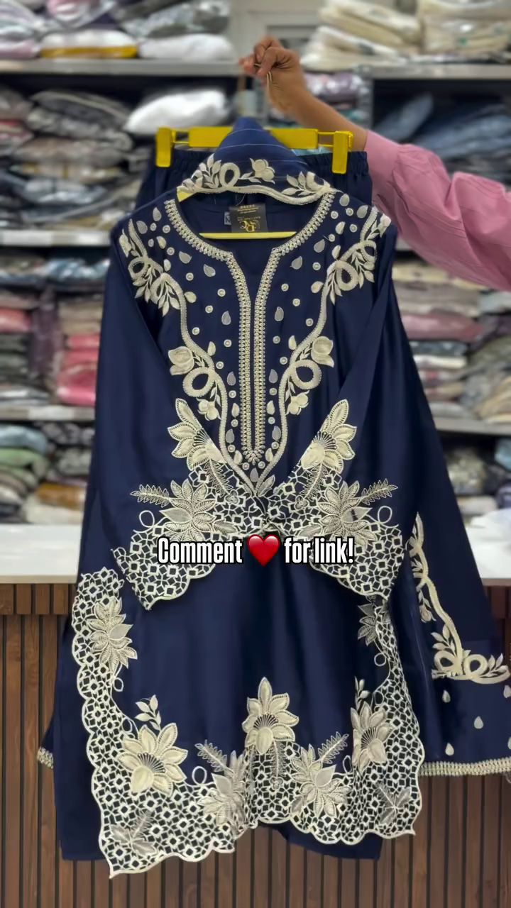 Navy Blue Heavy Embroidered Kurta Set