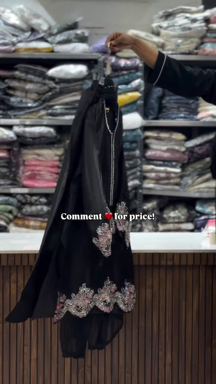 Black Embellished Kurta Set