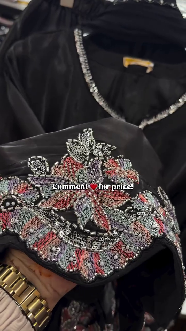 Black Embellished Kurta Set