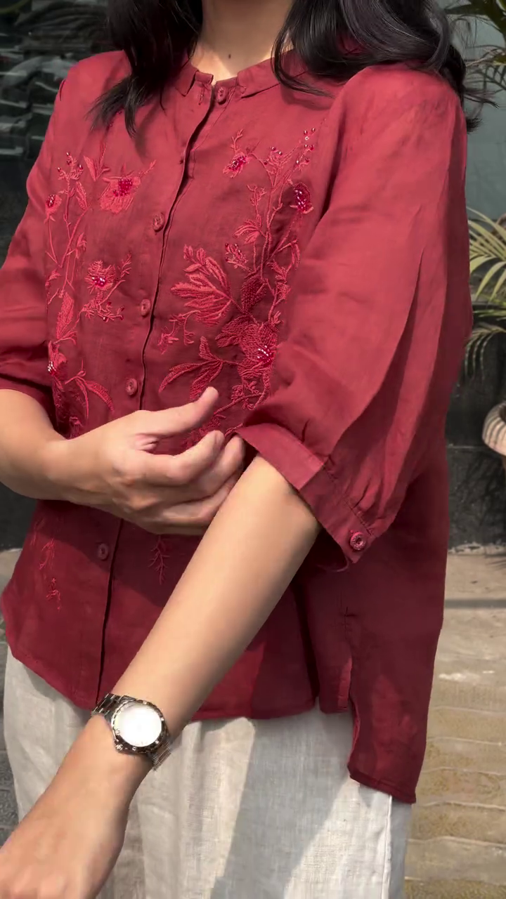 Women’s Black Embroidered Short Kurti Top