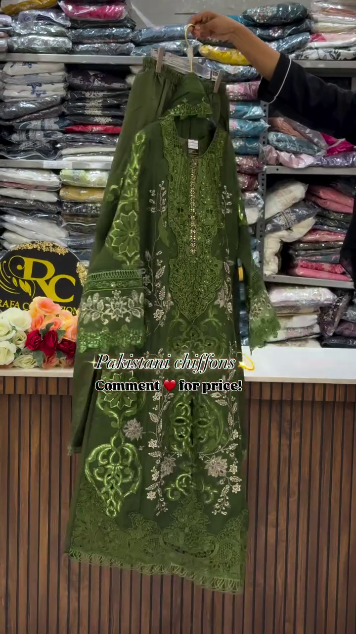 Women’s Mustard Embroidered Chiffon Kurti Set