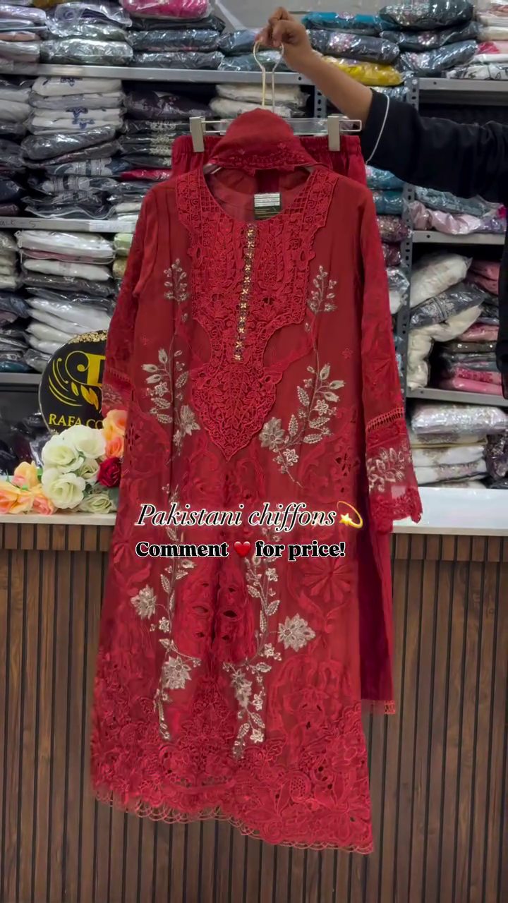 Women’s Mustard Embroidered Chiffon Kurti Set