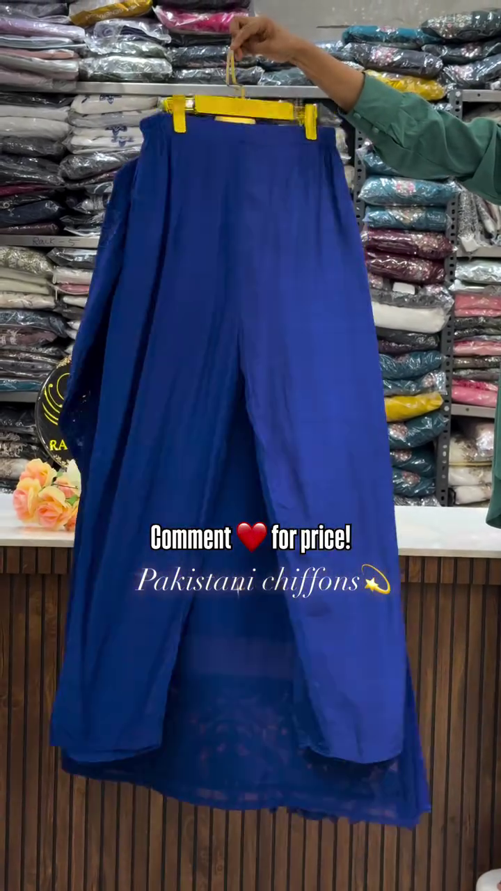 Women’s Royal Blue Embroidered Chiffon Kurti