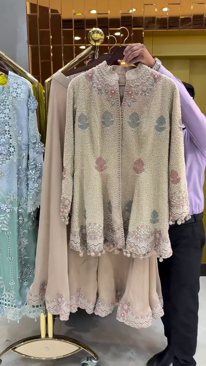 Blush Pink Embroidered Kurti with Palazzos