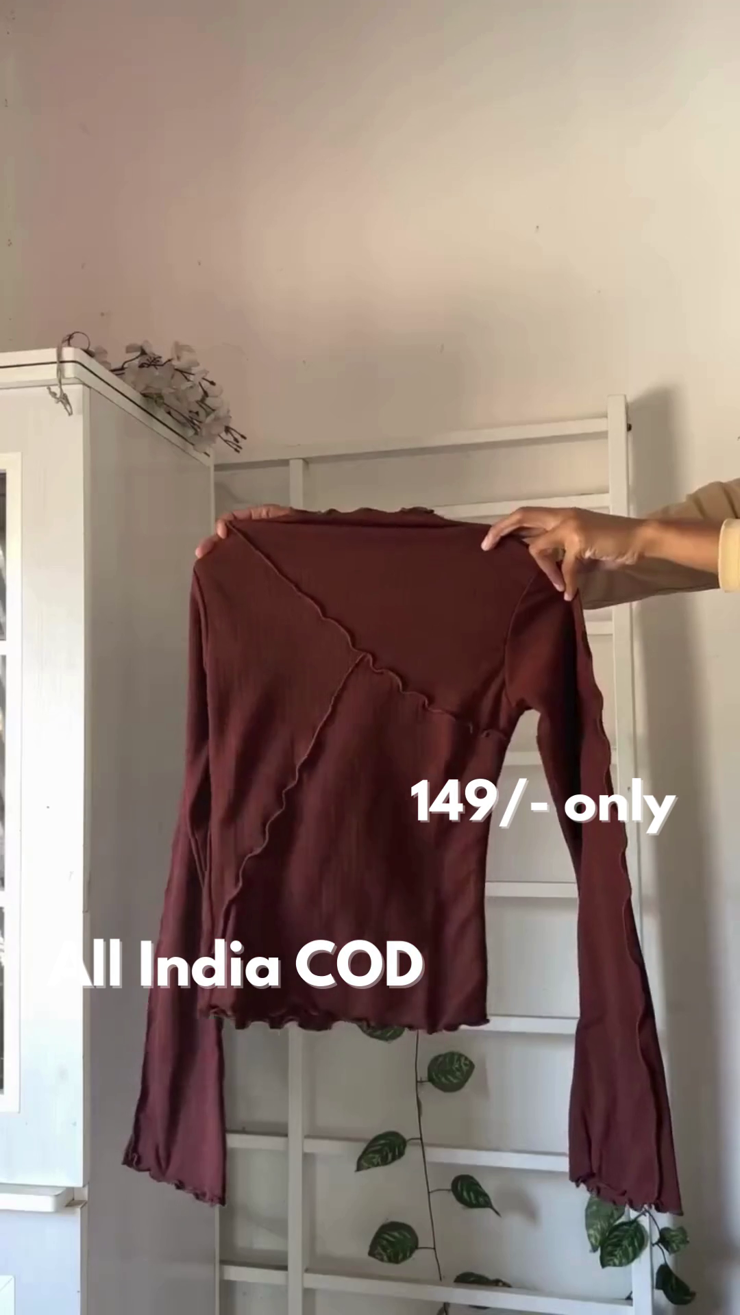 Red Tie-Front Long Sleeve Top