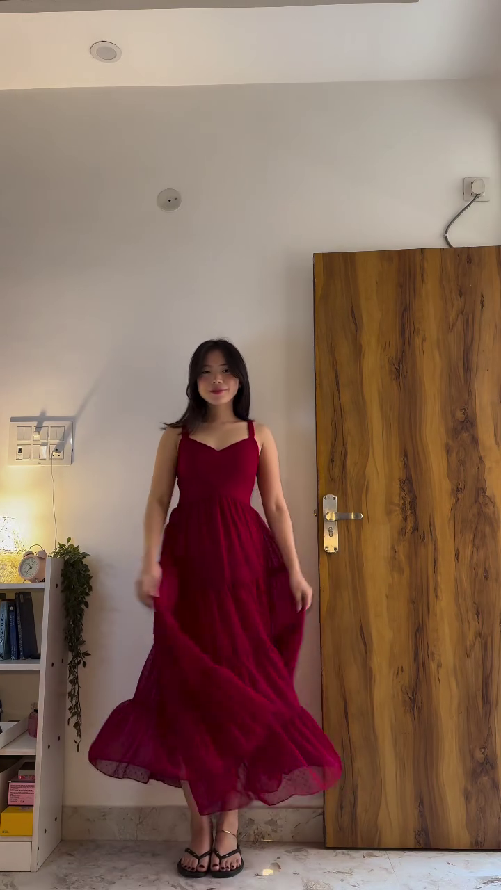 Maroon Sleeveless Flared Maxi Dress