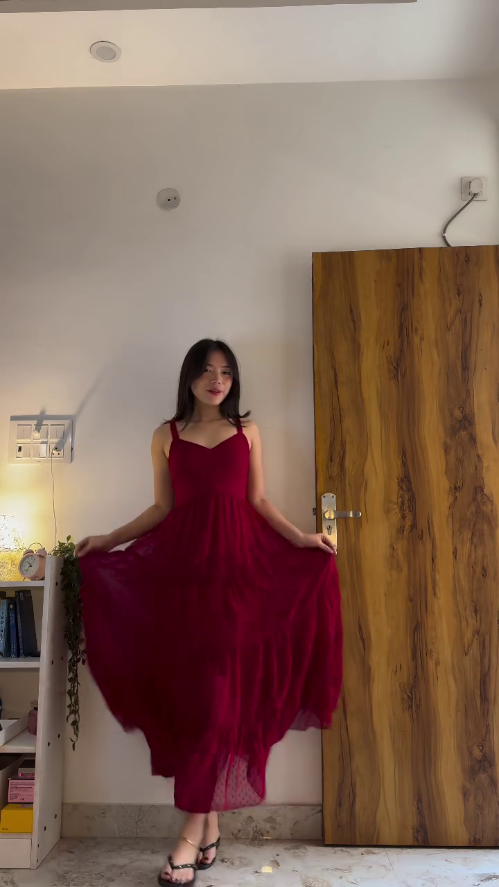 Maroon Sleeveless Flared Maxi Dress