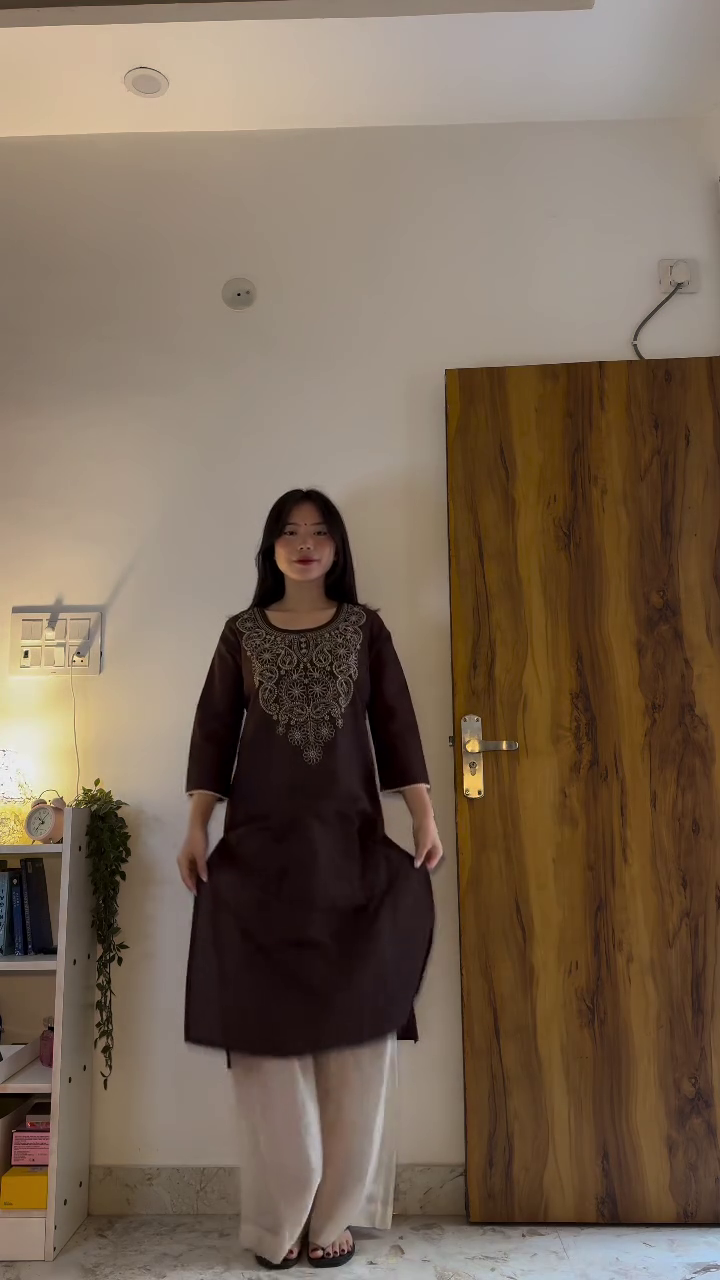 Maroon Printed Straight Kurti