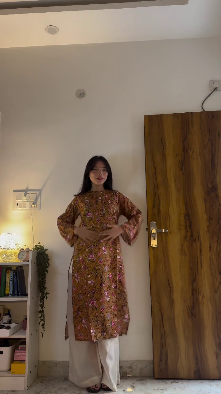 Maroon Printed Straight Kurti