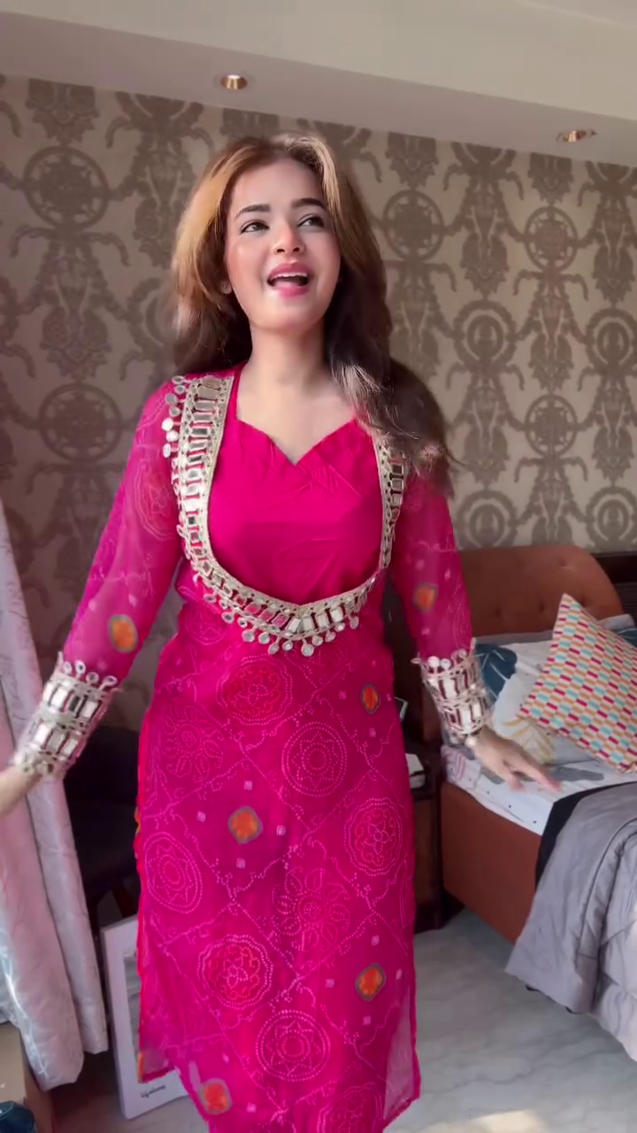 Hot Pink Embellished Kurti Set