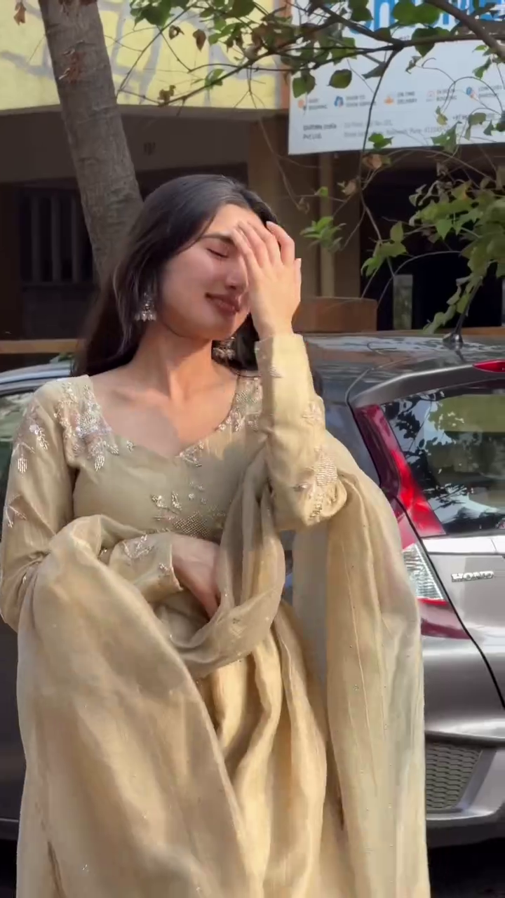 Beige Anarkali Style Kurti with Dupatta