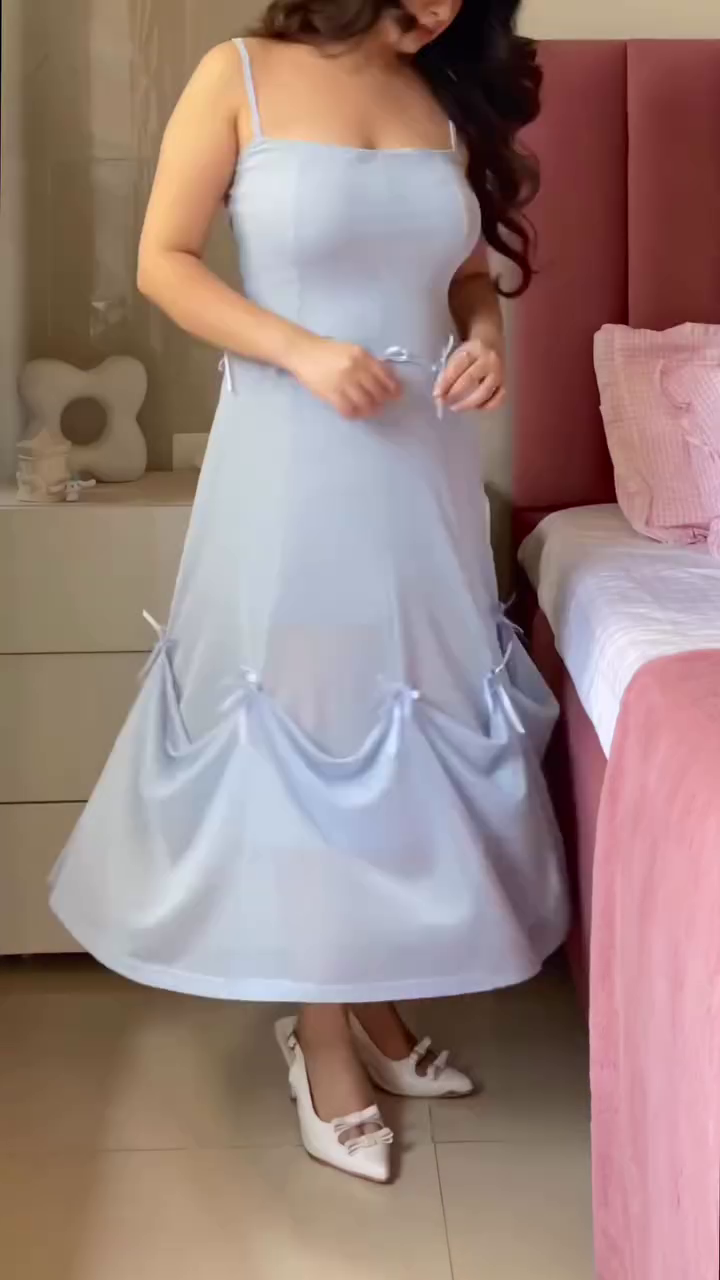 Powder Blue Fit-and-Flare Mini Dress