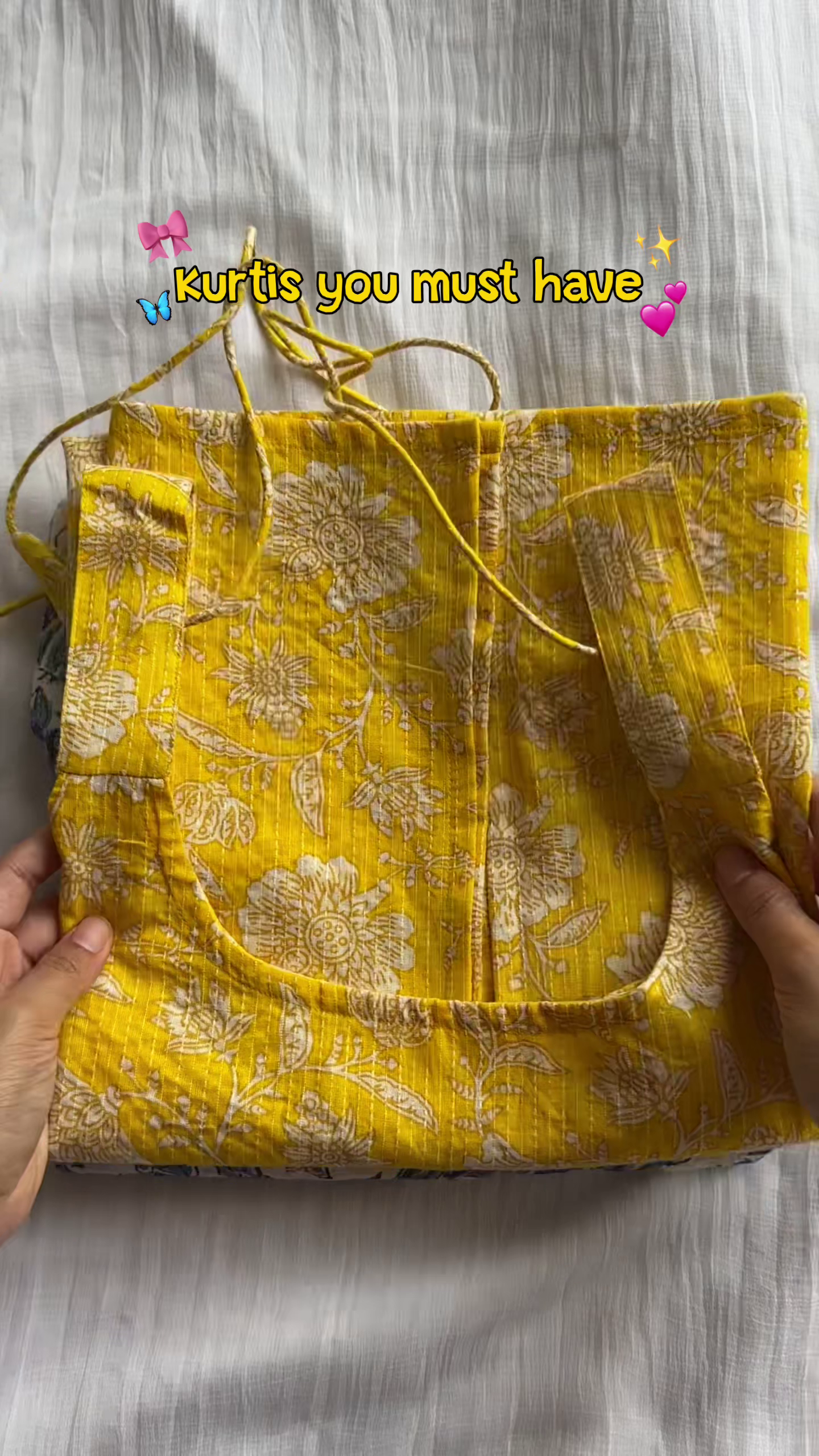 Floral Cotton Kurti Set with Matching Carry Bag