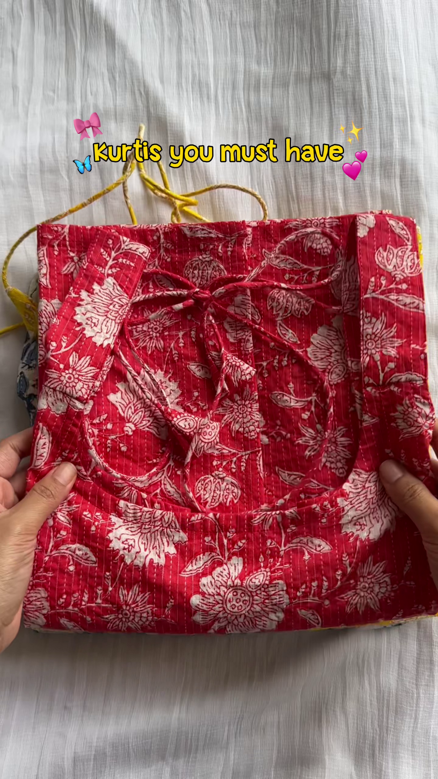 Floral Cotton Kurti Set with Matching Carry Bag