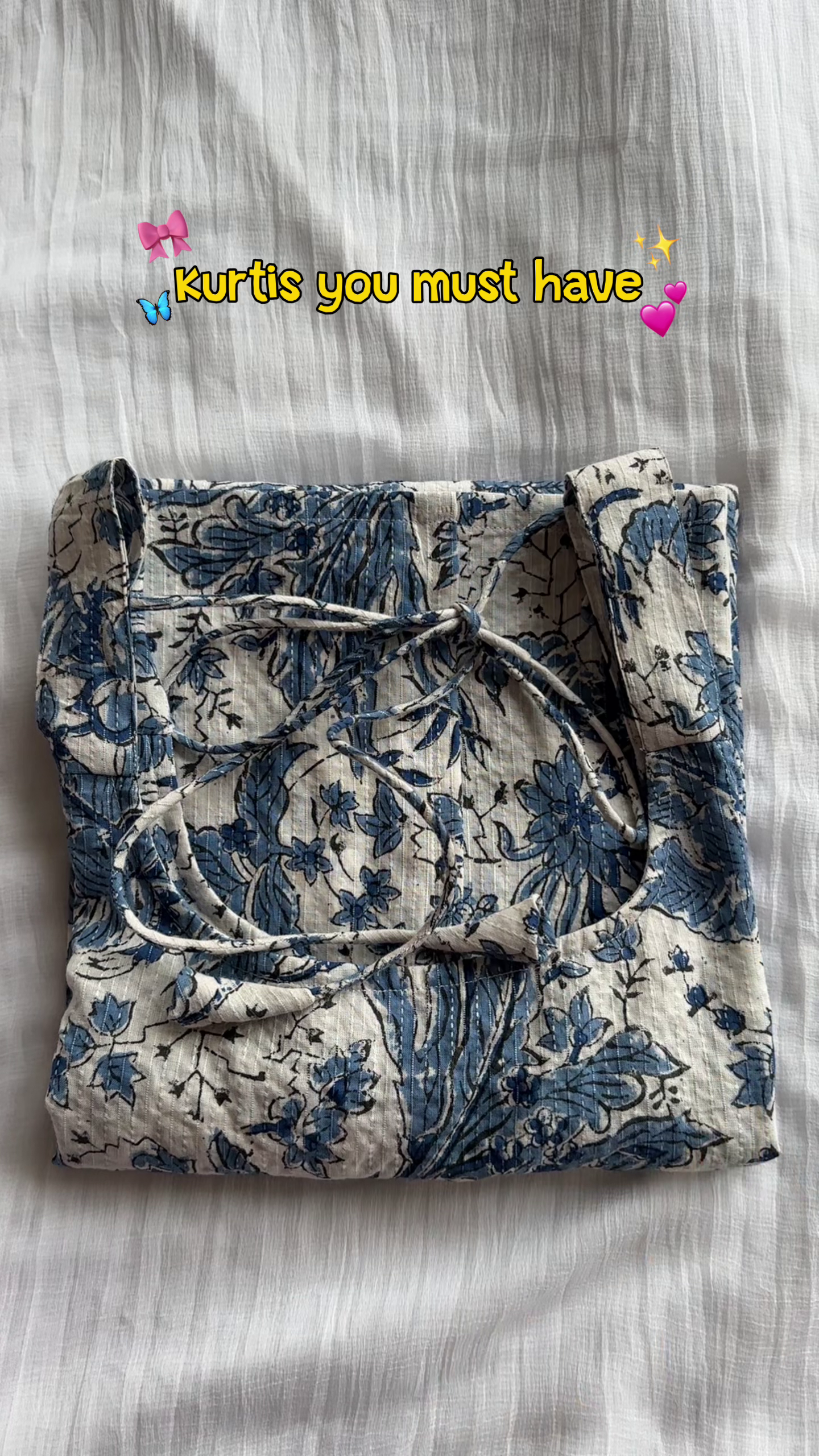 Floral Cotton Kurti Set with Matching Carry Bag