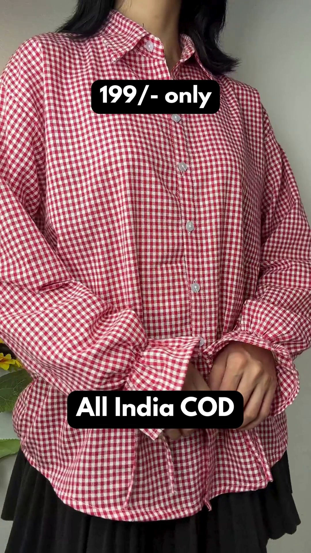 Classic Red Gingham Button-Down Shirt for Women