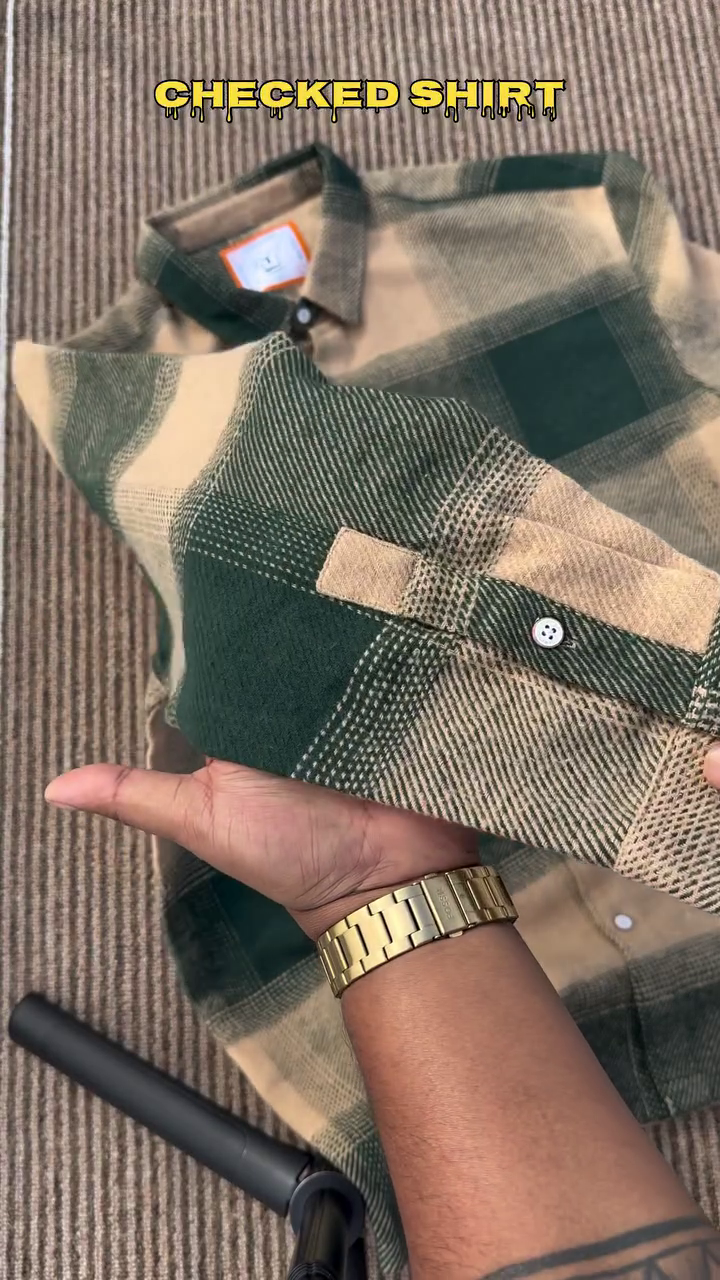 Premium Green and Beige Checked Shirt