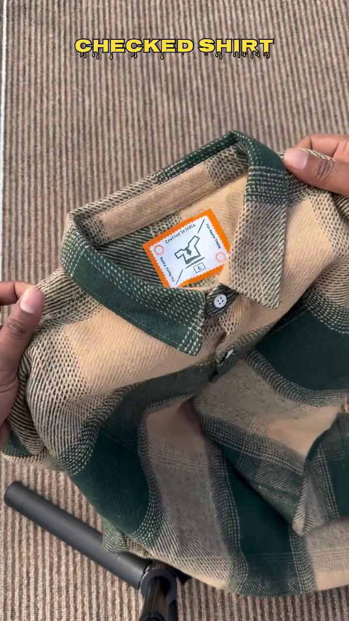 Premium Green and Beige Checked Shirt