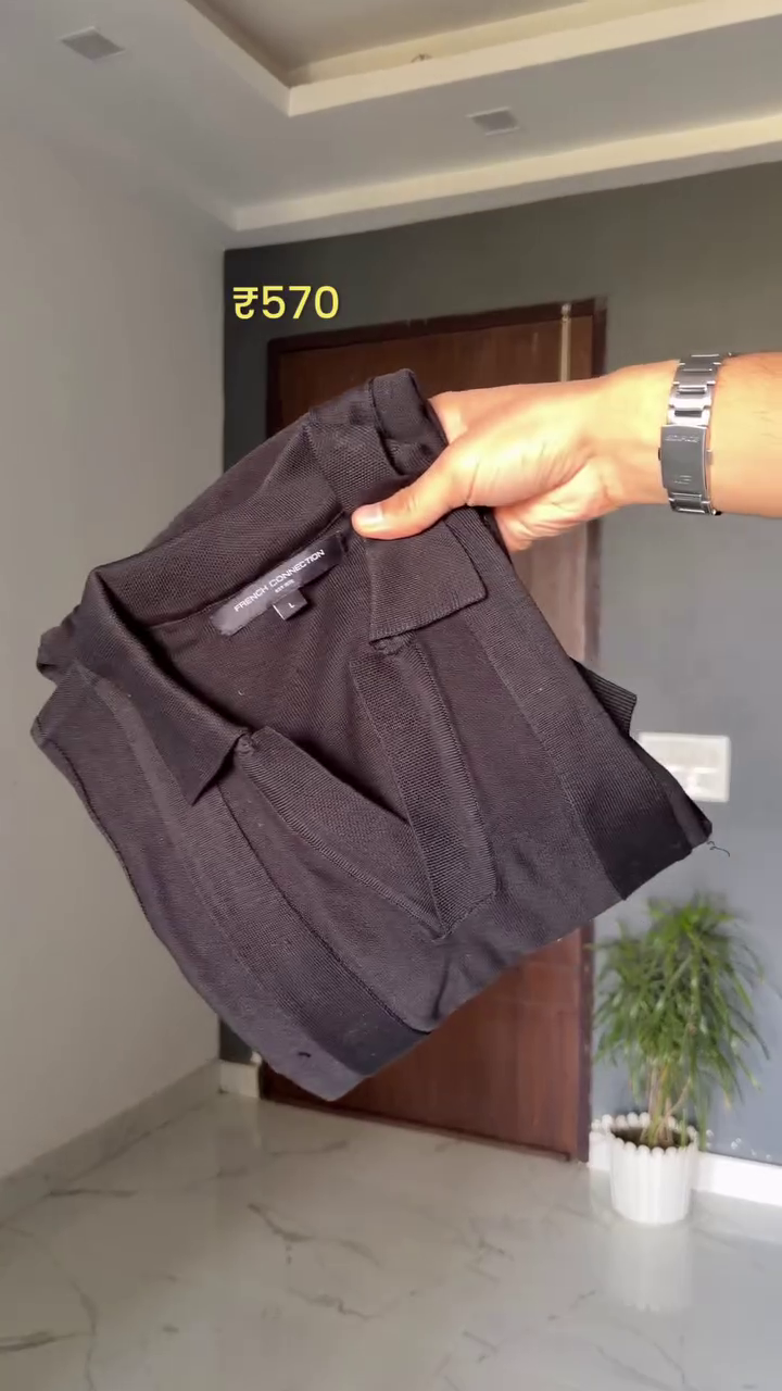 Men’s Brown Zip Polo T-Shirt with Classic Blue Denim