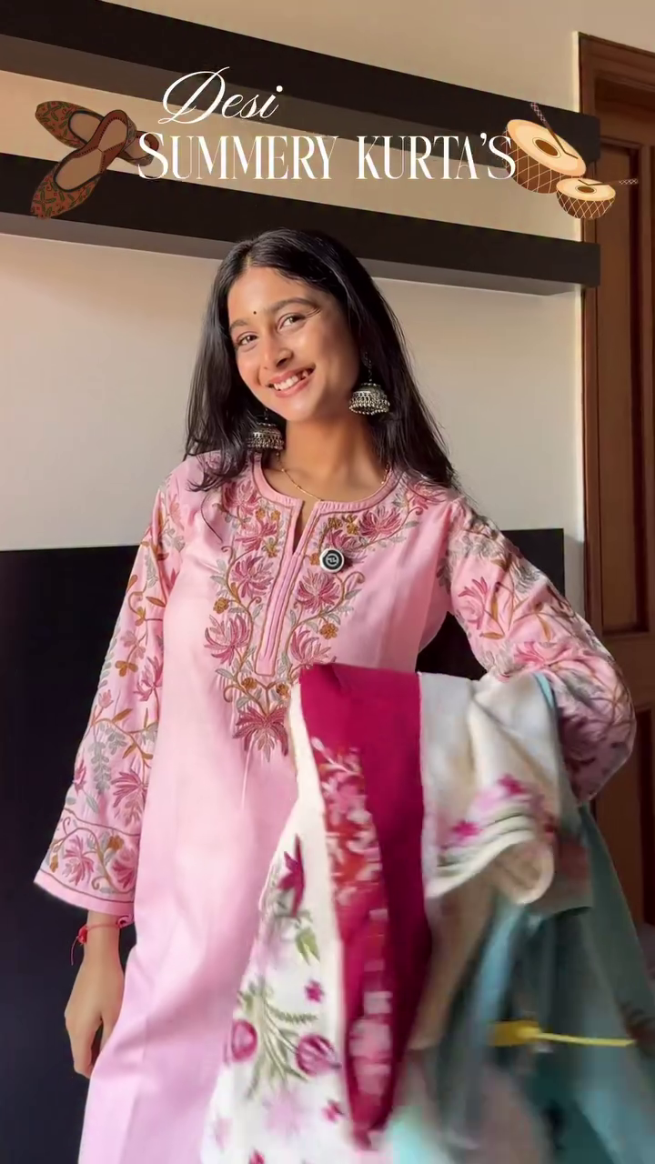 Pink Embroidered Summer Kurta