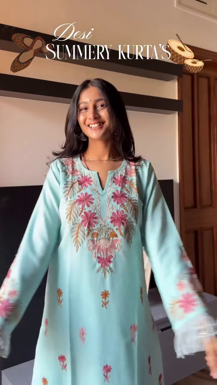 Pink Embroidered Summer Kurta