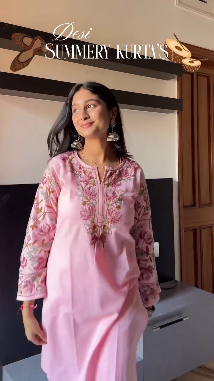 Pink Embroidered Summer Kurta