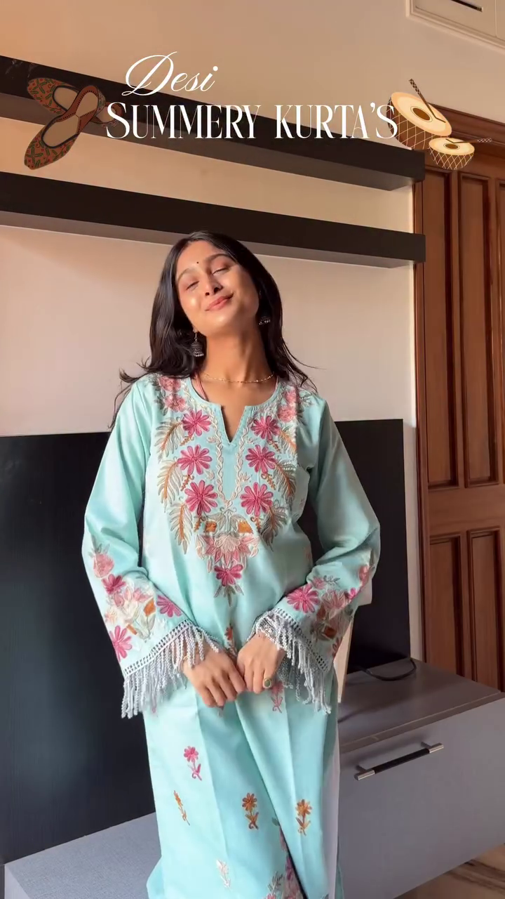 Pink Embroidered Summer Kurta