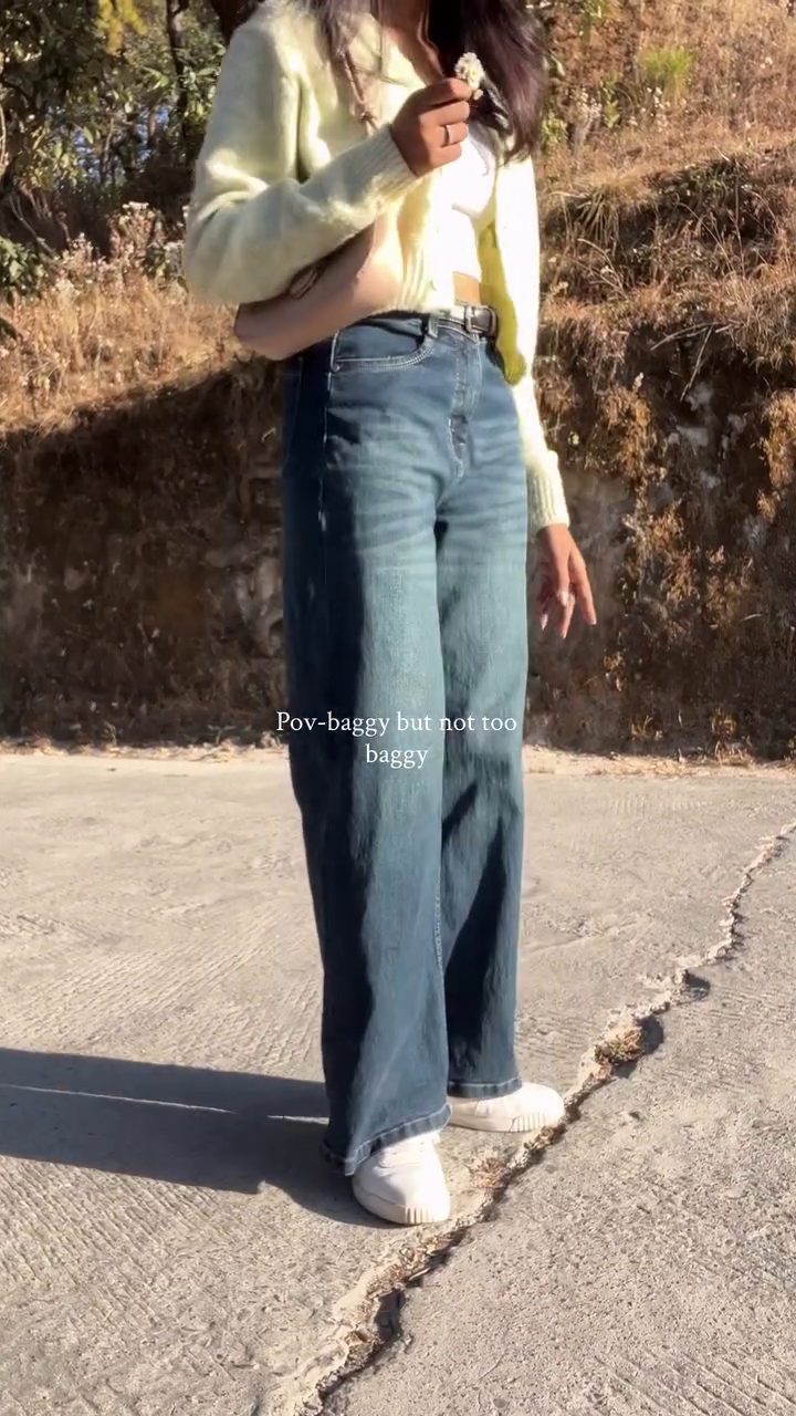 High-Waisted Baggy Blue Jeans