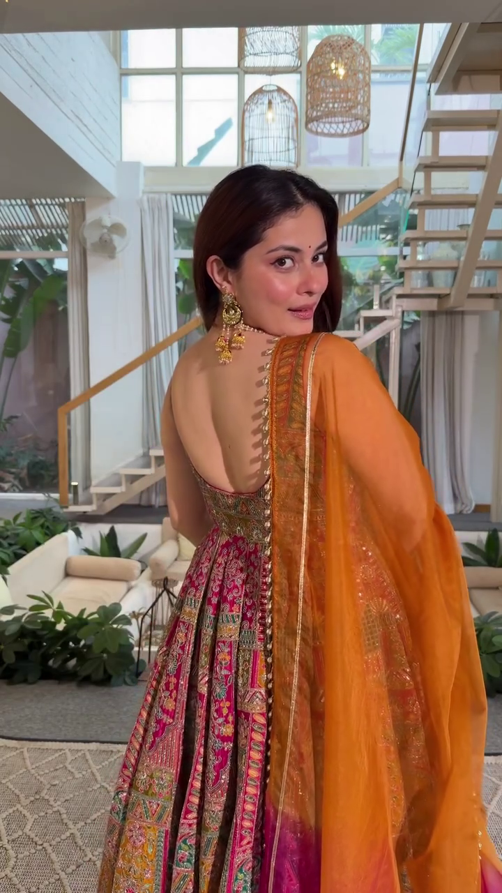 Regal Multicolor Anarkali Gown with Traditional Flair