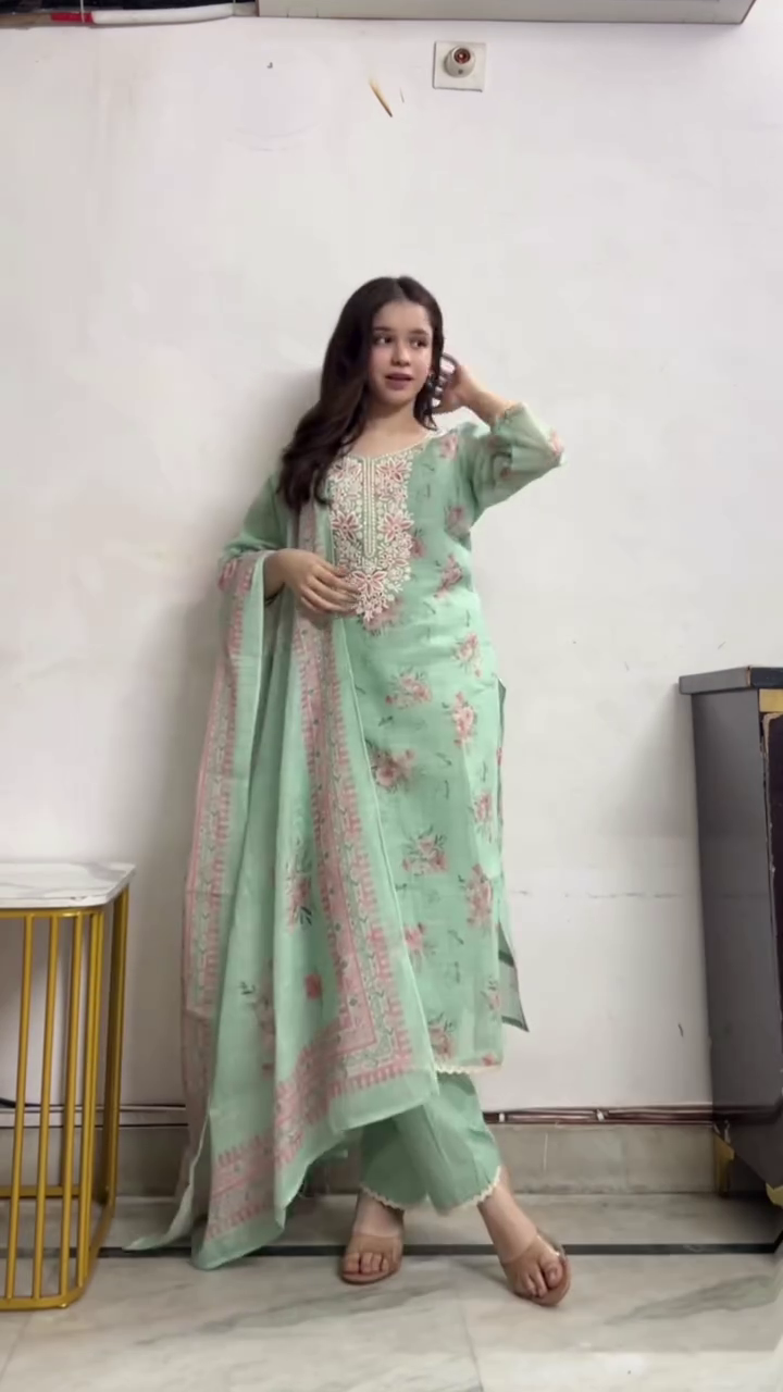 Navy Blue Printed Kurta Set