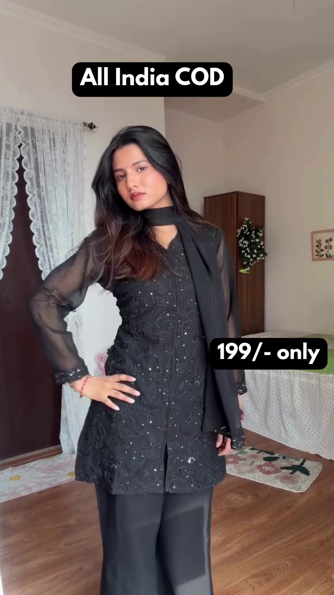 Black Embroidered Suit Set
