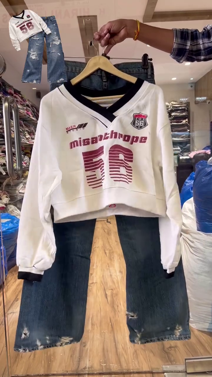 Rust Collared Top with Textured Wide Pants