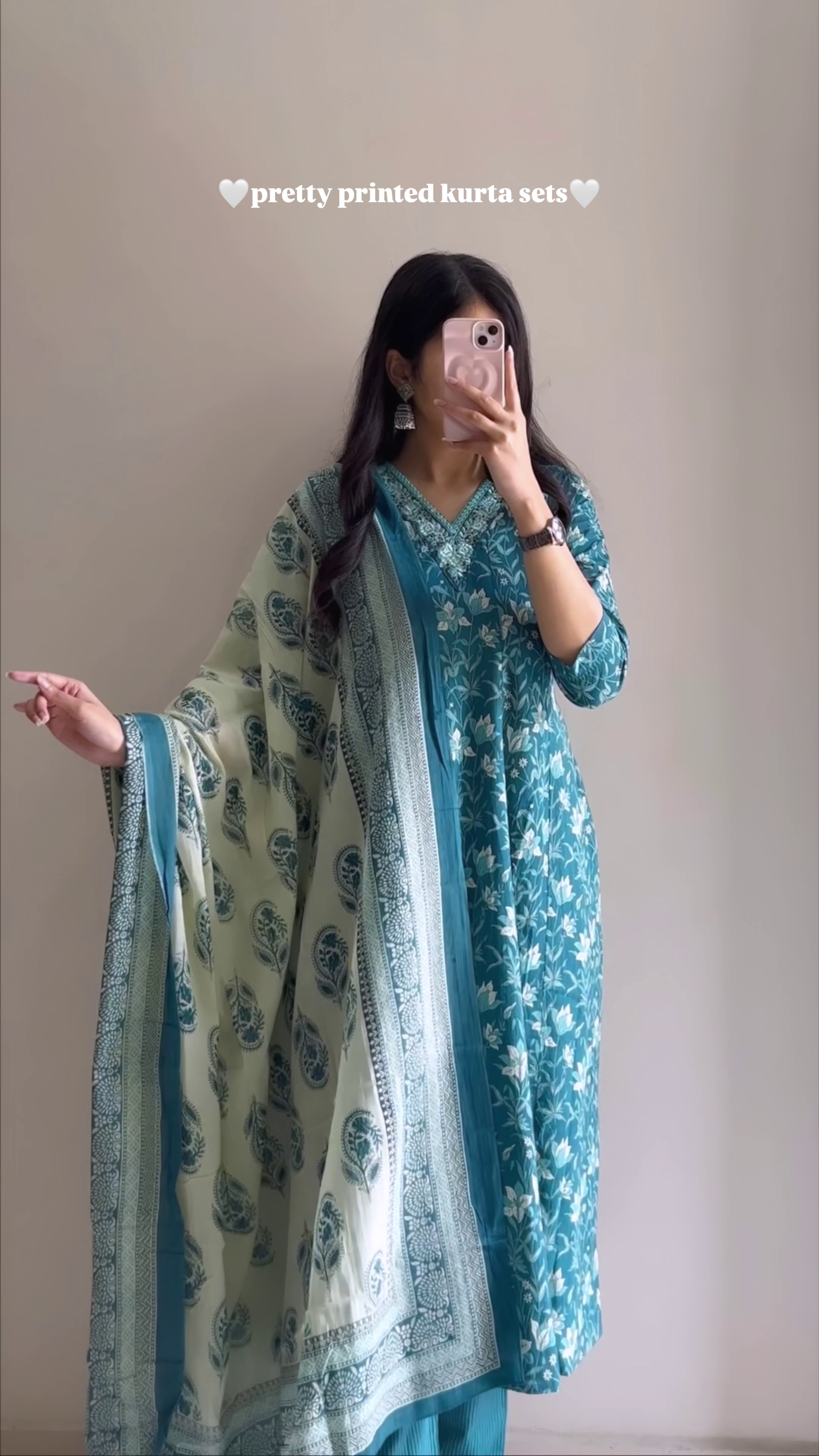 White Printed Kurta Set