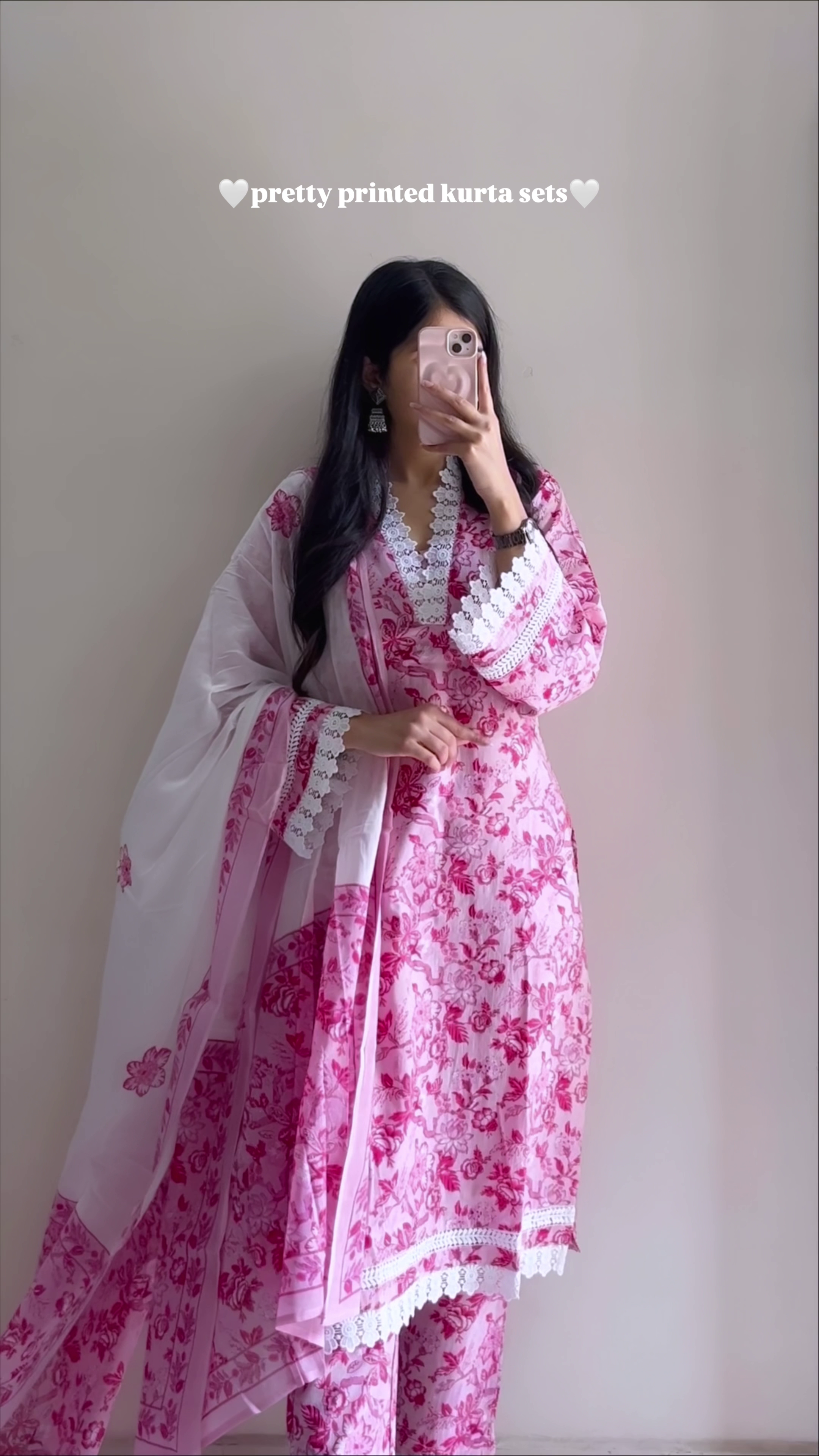 White Printed Kurta Set