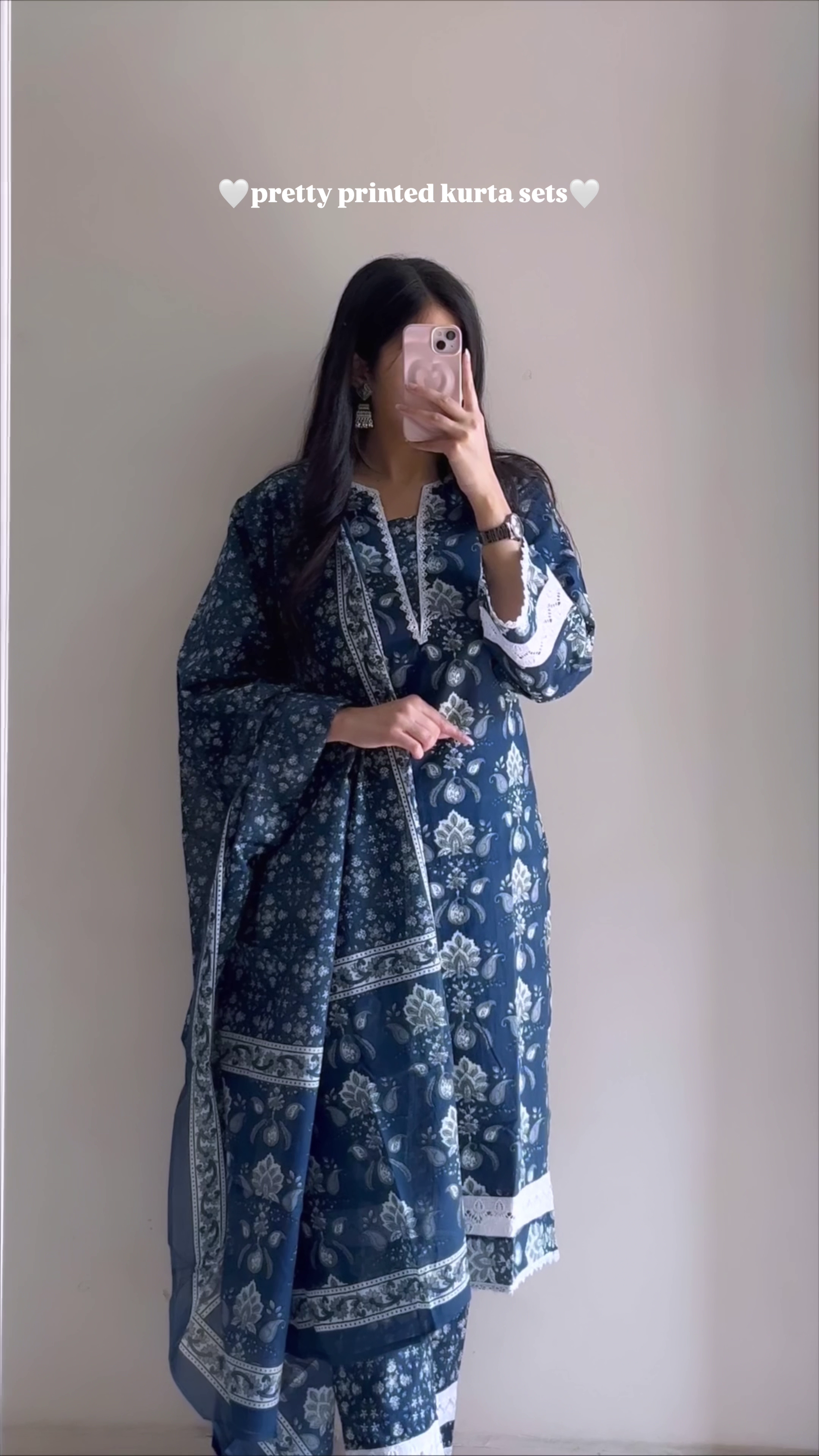 White Printed Kurta Set