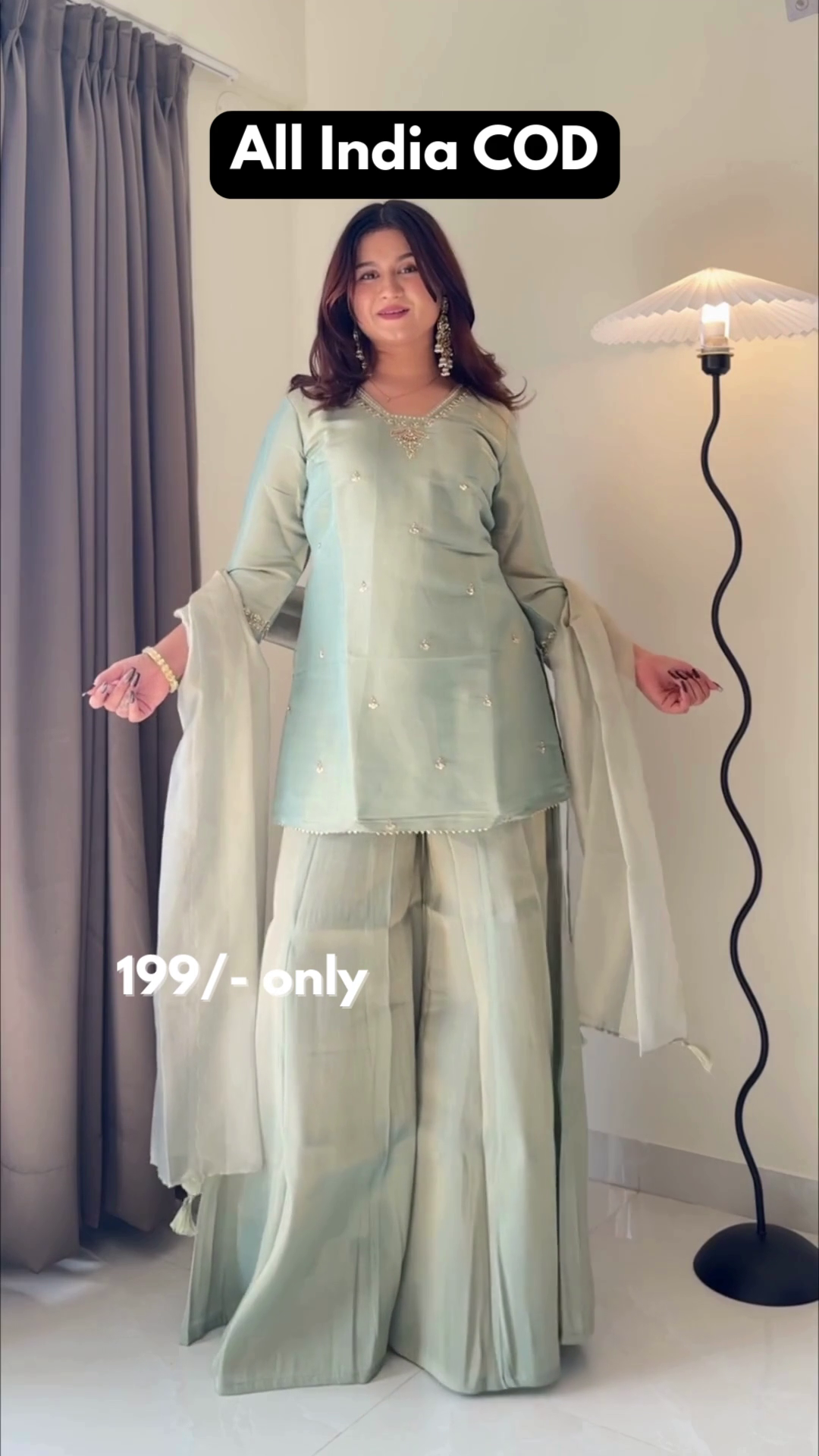 Peach Embroidered Suit Set