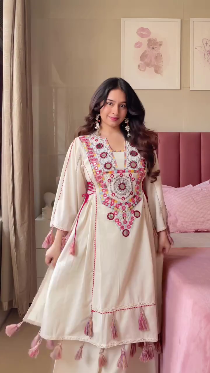 Navy Blue Embroidered Kaftan Set